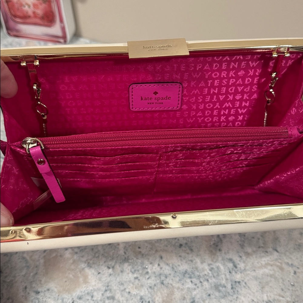 Kate Spade Novelty White Clutch with Gold Accent - Picture 4 of 5